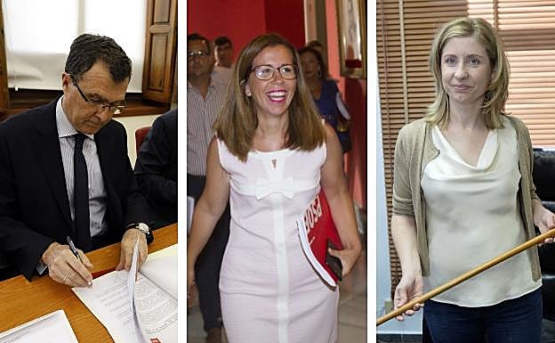 José Ballesta, alcalde de Murcia, Ana Belén Castejón, alcaldesa de Cartagena, y Esther Clavero, regidora de Molina de Segura.