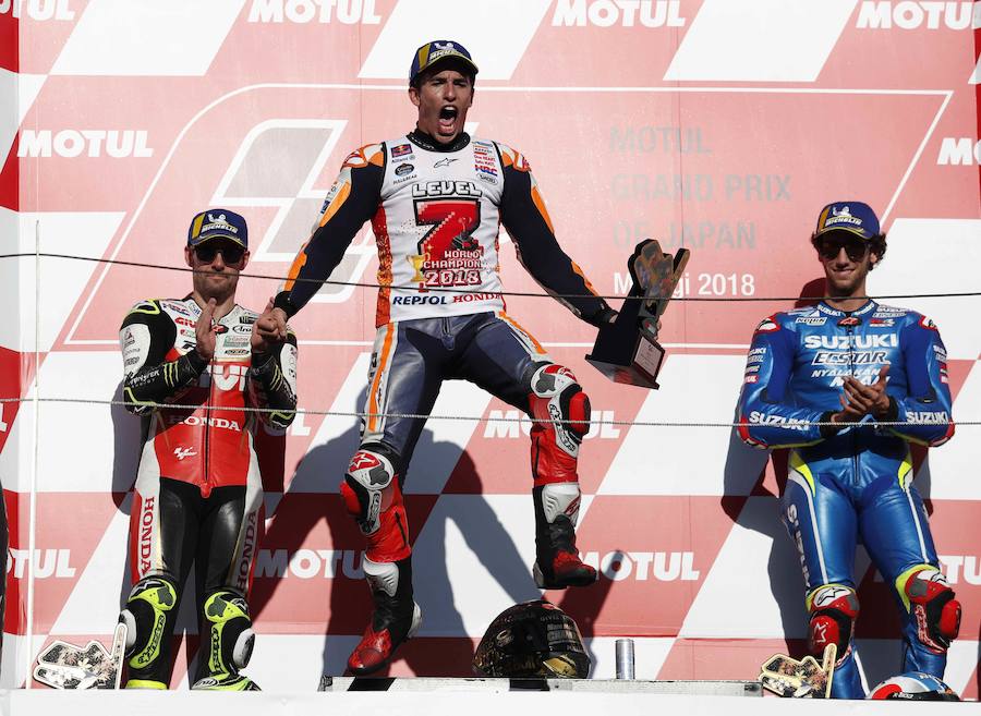 Marc Márquez ha logrado su quinto título de MotoGP en el circuito de Motegi, tras conseguir la victoria en el Gp de Japón. 