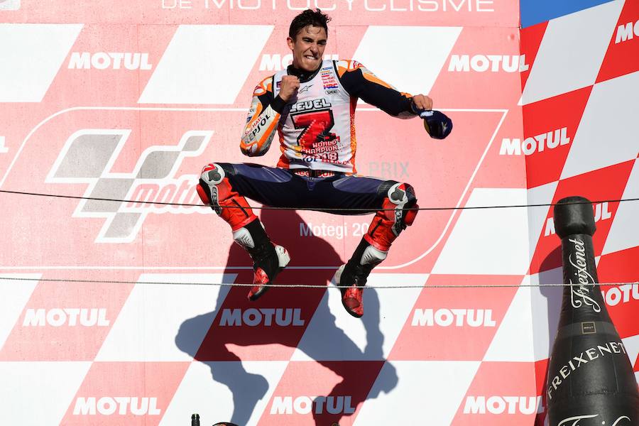 Marc Márquez ha logrado su quinto título de MotoGP en el circuito de Motegi, tras conseguir la victoria en el Gp de Japón. 