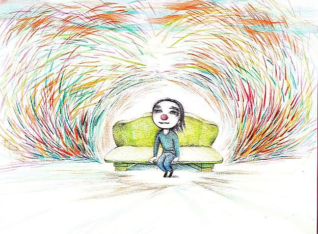 Una de las ilustraciones del libro 'Payasa en el parque', última aventura ilustrada de Marisa López Soria. 