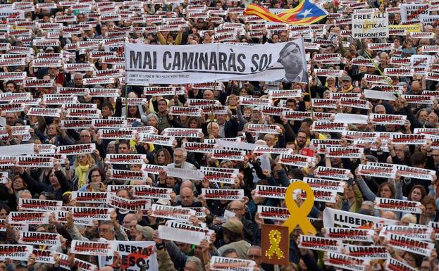 Manifestación en Barcelona en apoyo de los políticos presos el pasado 2 de mayo.
