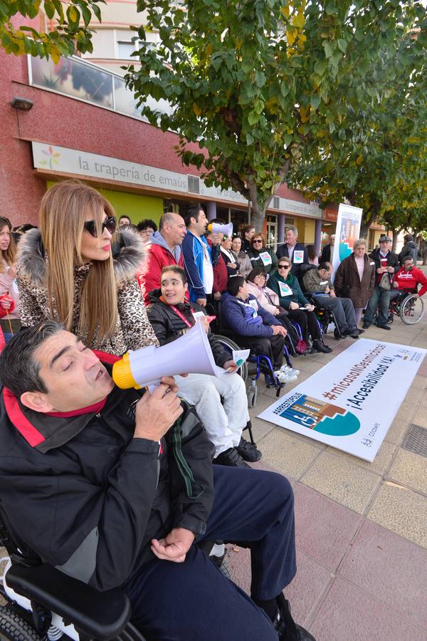La presidenta de Famdif, Carmen Gil, megáfono en mano, clamó que «hay que evitar que nadie sufra como Ángeles».