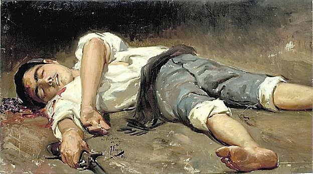 'Joven muerto'. Joaquín Sorolla. Estudio para 'El 2 de Mayo'. Mubam.