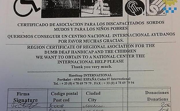 Uno de los impresos que usan estos estafadores que utilizan el 'timo del mudo'.