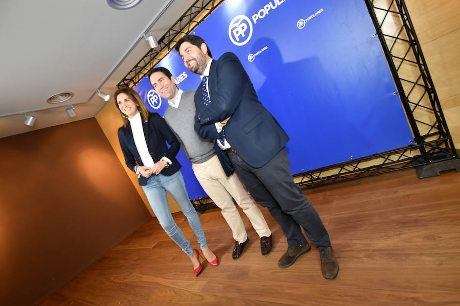 El presidente regional del PP, Fernando López Miras, y el secretario general nacional, Teodoro García, acompañaron este viernes a la alcaldesa de Archena, Patricia Fernández, a la que ratificaron para revalidar su candidatura en las elecciones municipales.
