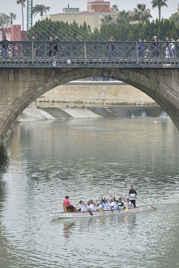 La Regata Ciudad de Murcia rompe su techo con setecientos palistas, barcos dragón y participantes de prestigio.