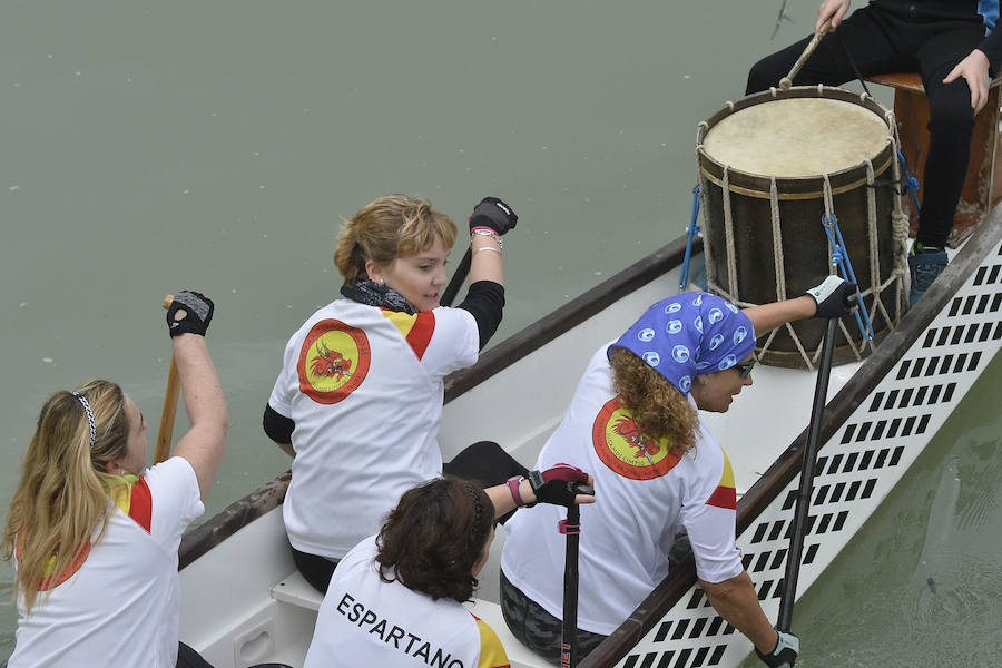 La Regata Ciudad de Murcia rompe su techo con setecientos palistas, barcos dragón y participantes de prestigio.