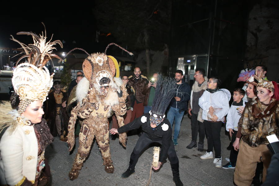 Cristina Moreno encarnó a la bestia de las fiestas del Carnaval con un traje que simulaba una abeja y acompañada por un séquito de setenta apicultores