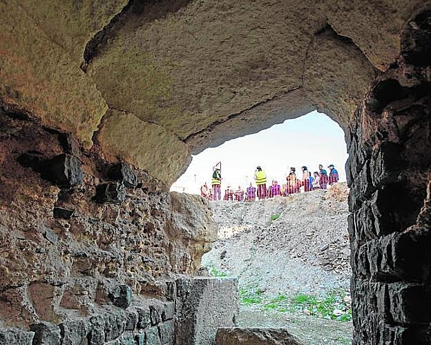 Una estancia excavada del Anfiteatro Romano. 