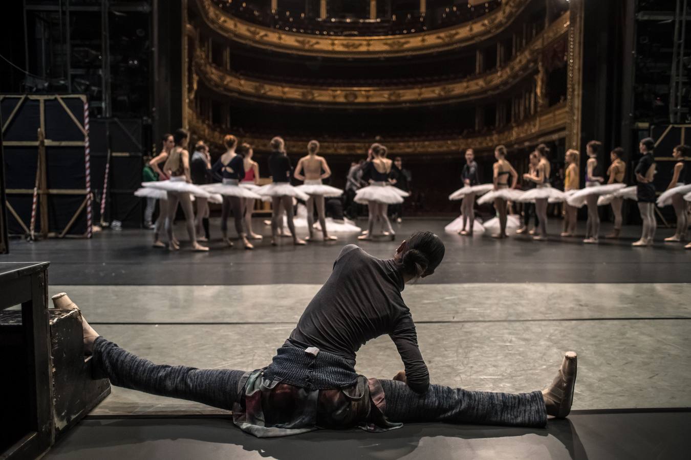 Varias bailarinas del Ballet Nacional checo participan en un ensayo general de «El lago de los cisnes» en el escenario del Teatro Nacional en Praga (República Checa). El Ballet Nacional checo es la primera gran compañía que ha conseguido la aprobación para representar la pieza fuera de Alemania. 