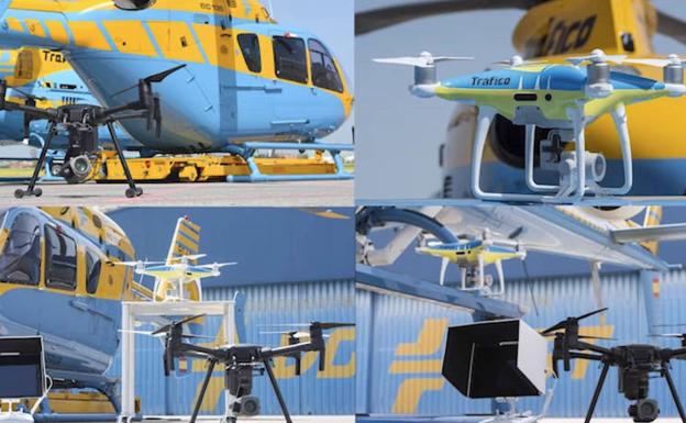 Distintos modelos de drones de la Dirección General de Tráfico.