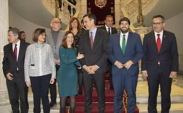 Pedro Sánchez durante su visita a la Región el pasado marzo. 