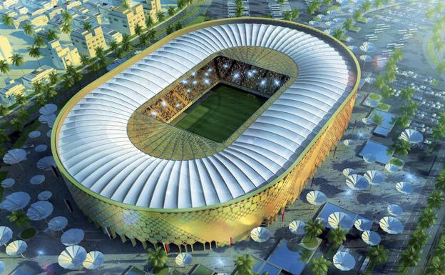 Imagen 3D creada por ordenador estadio Qatar University. 