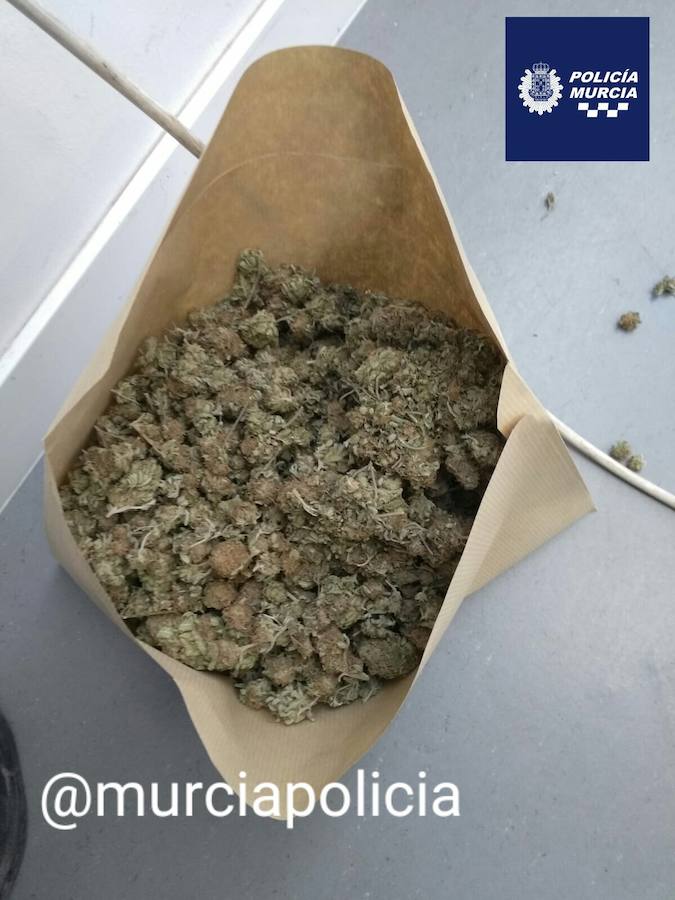 La marihuana intervenida por los agentes.