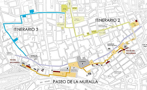 Itinerario Turístico de la Muralla Árabe de Murcia.