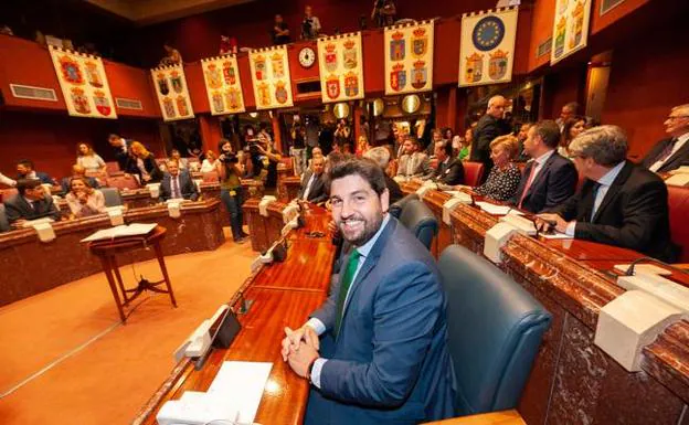 Fernando López Miras, este martes en la Asamblea Regional.