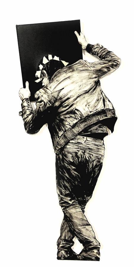 ‘La Teté Dans la tableau’. Epinal Levalet (Francia, 1988). Técnica mixta sobre cartón. 188x70 cm.