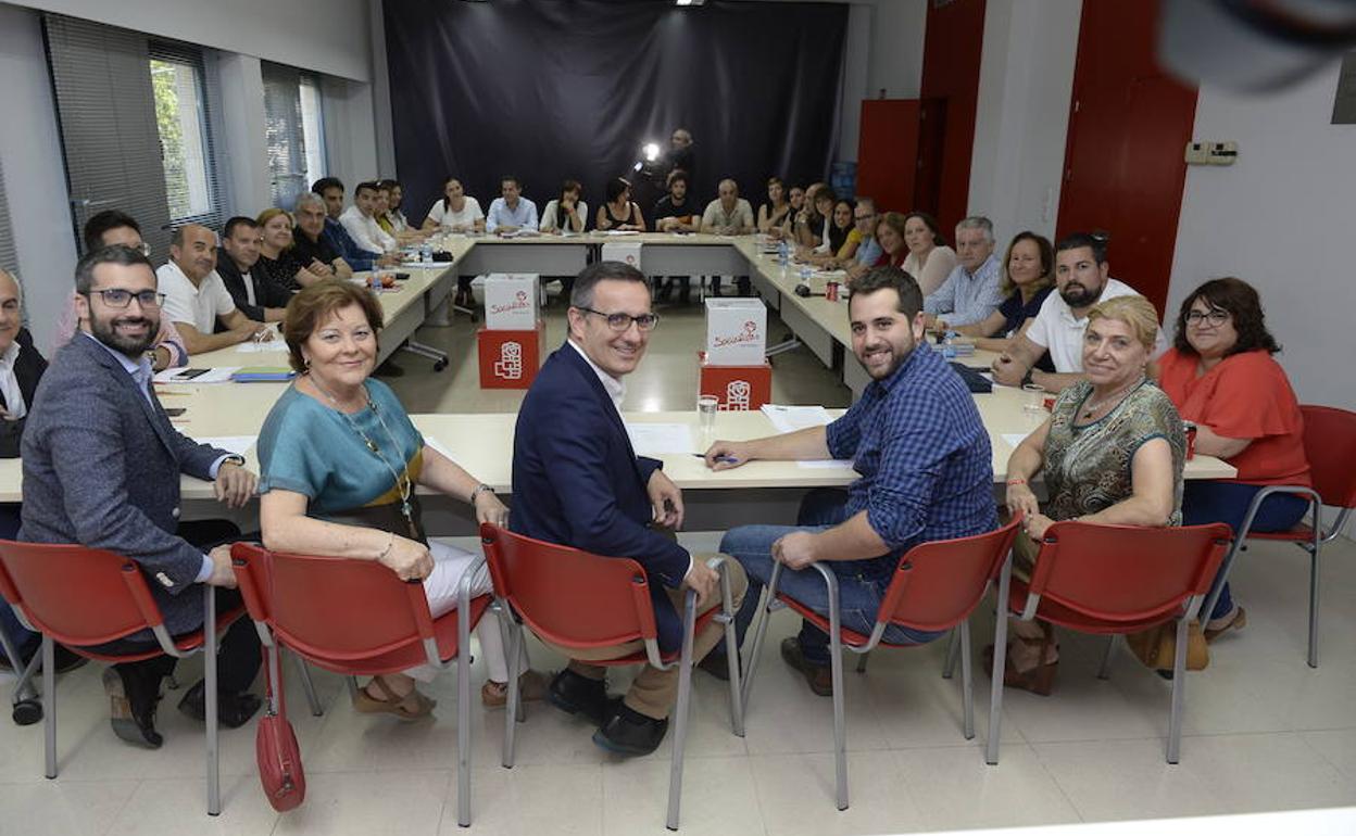 Imagen de la reunión, este martes, de la comisión Ejecutiva Regional del PSRM-PSOE.