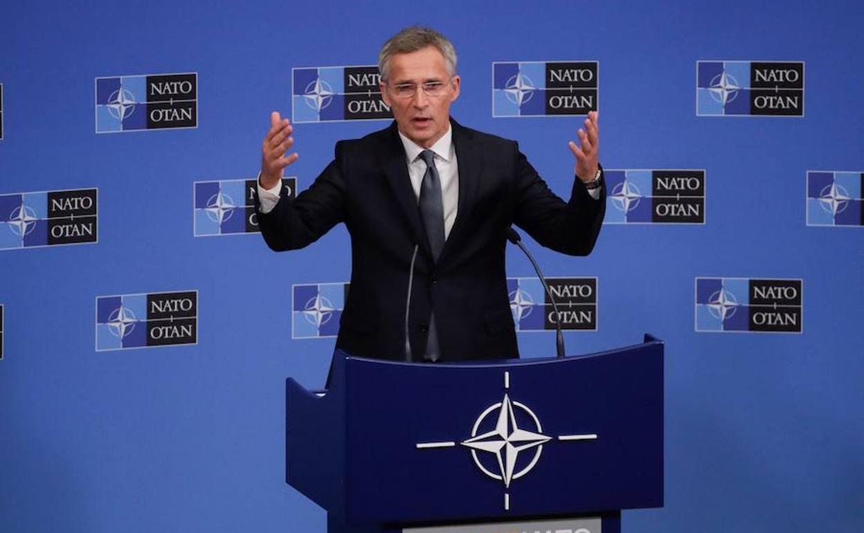 El secretario general de la OTAN, Jens Stoltenberg, durante su comparecencia este martes. 