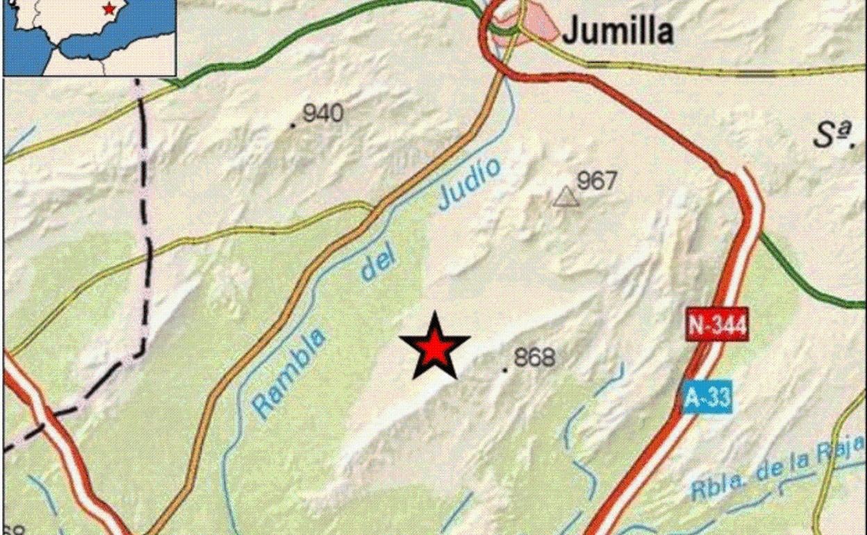 Mapa con el epicentro del seísmo.