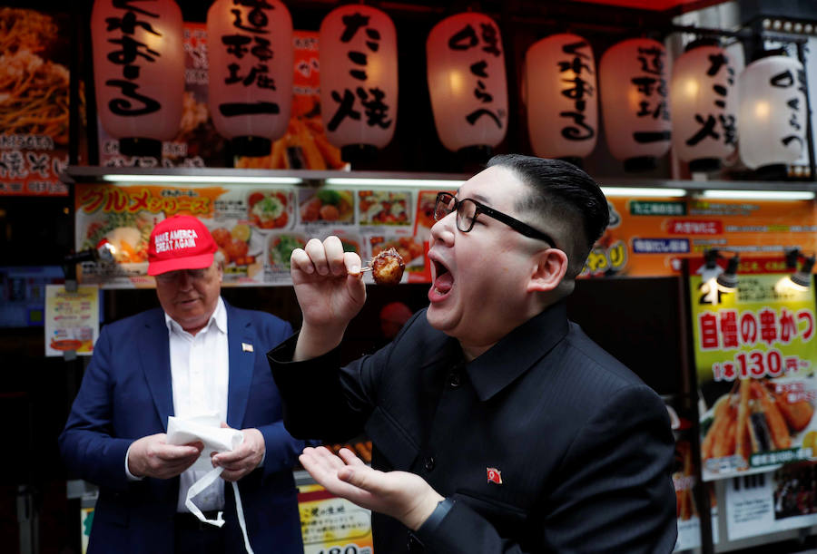 Osaka aguarda el desembarco de los líderes y jefes de Estado de los principales países del planeta para participar en la cumbre del G-20. La segunda mayor ciudad de Japón saluda esta llegada con abuelas bailando hip-hop o con el paseo por sus calles de dobles de Donald Trump y Kim Jong-un 
