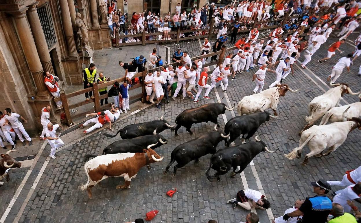 Una imagen del encierro de este miércoles.