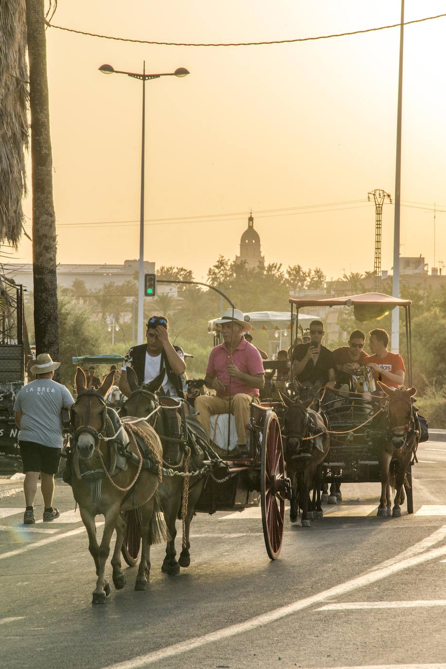 Más de cincuenta carros parten desde la Federación de Peñas Huertanas, en la avenida Primero de Mayo, con rumbo al paseo marítimo de Los Alcázares