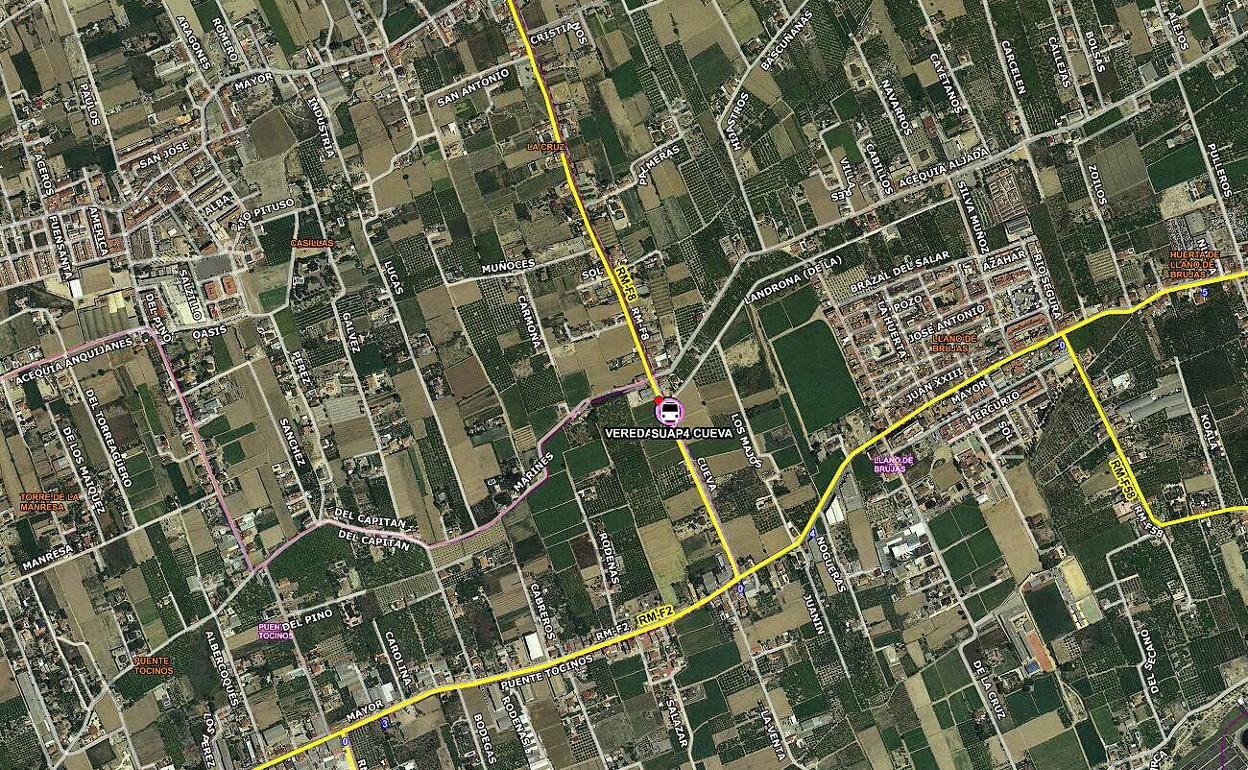 Localización exacta del accidente, en la Vereda de la Cueva.