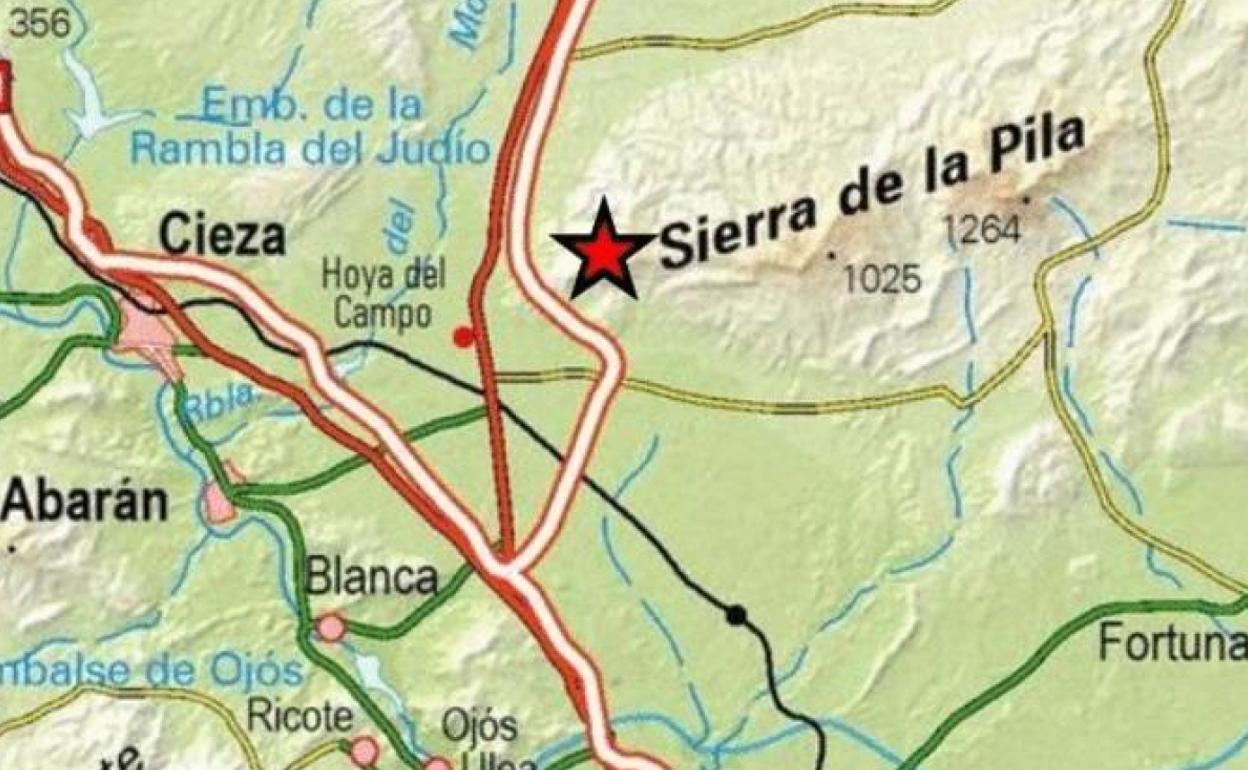 Epicentro del seísmo registrado en Blanca.