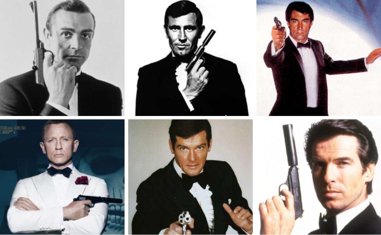 Varios actores que han encarnado a James Bond. 