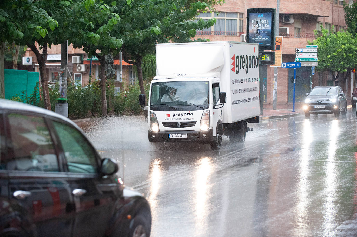 Lluvias en la ciudad de Murcia, esta mañana