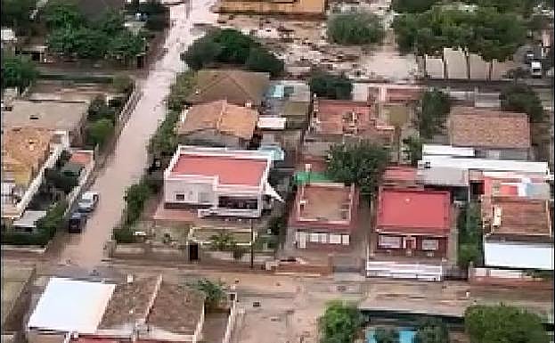 Efectos de las lluvias en Los Alcázares, vistos desde el aire.
