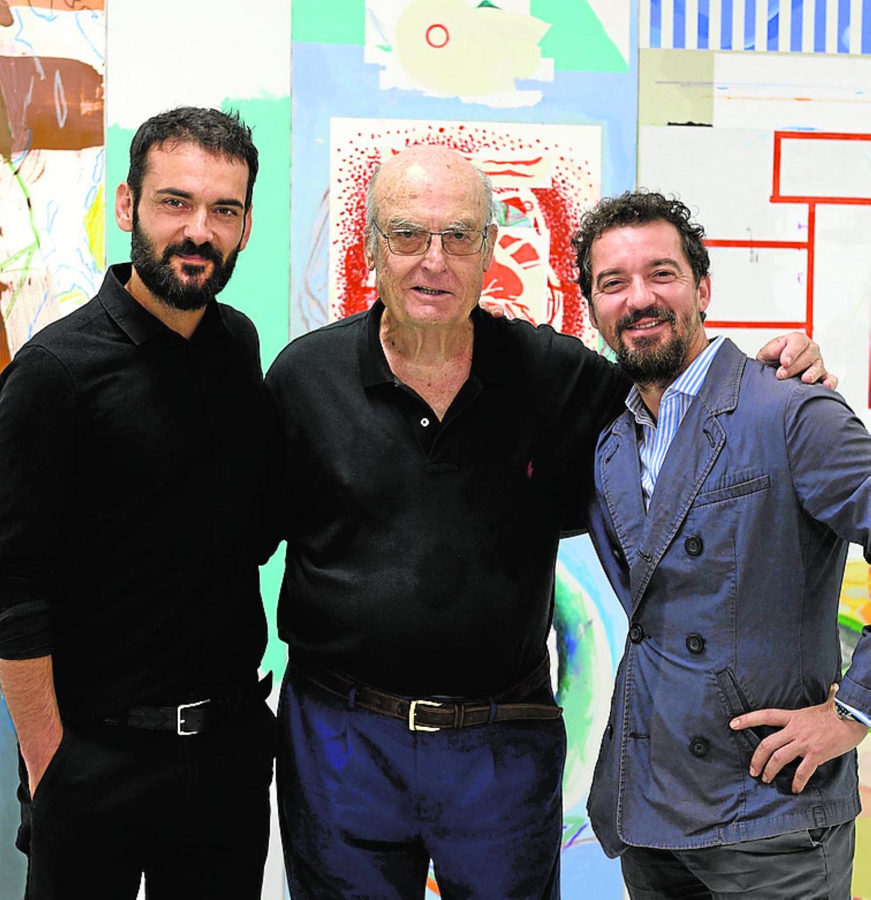 Gordillo (c) con Rubén Guerrero y Miki Leal, ayer. 