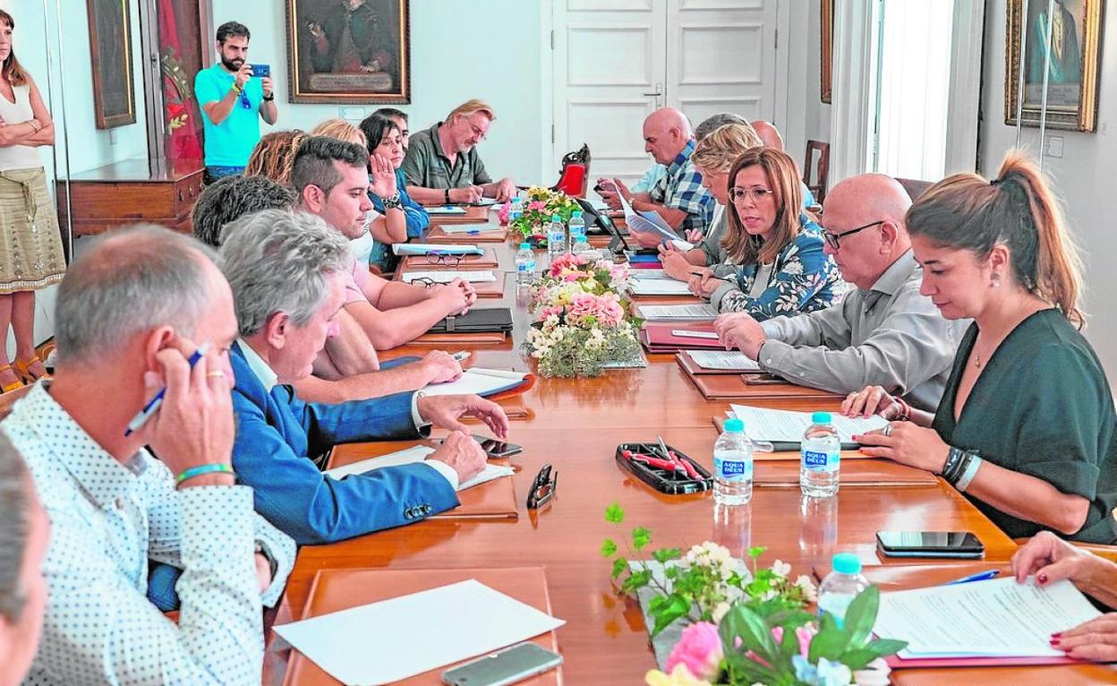 Miembros de la Comisión Municipal del Mar Menor, reunidos ayer en el Palacio Consistorial. 