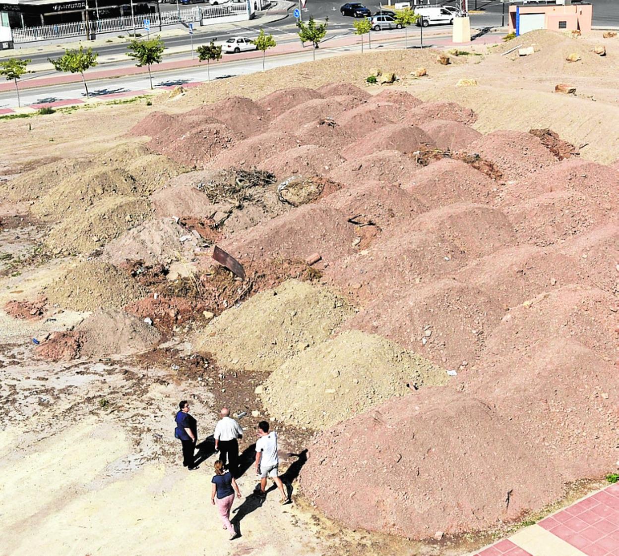 Varios vecinos revisan el estado de la zona. 