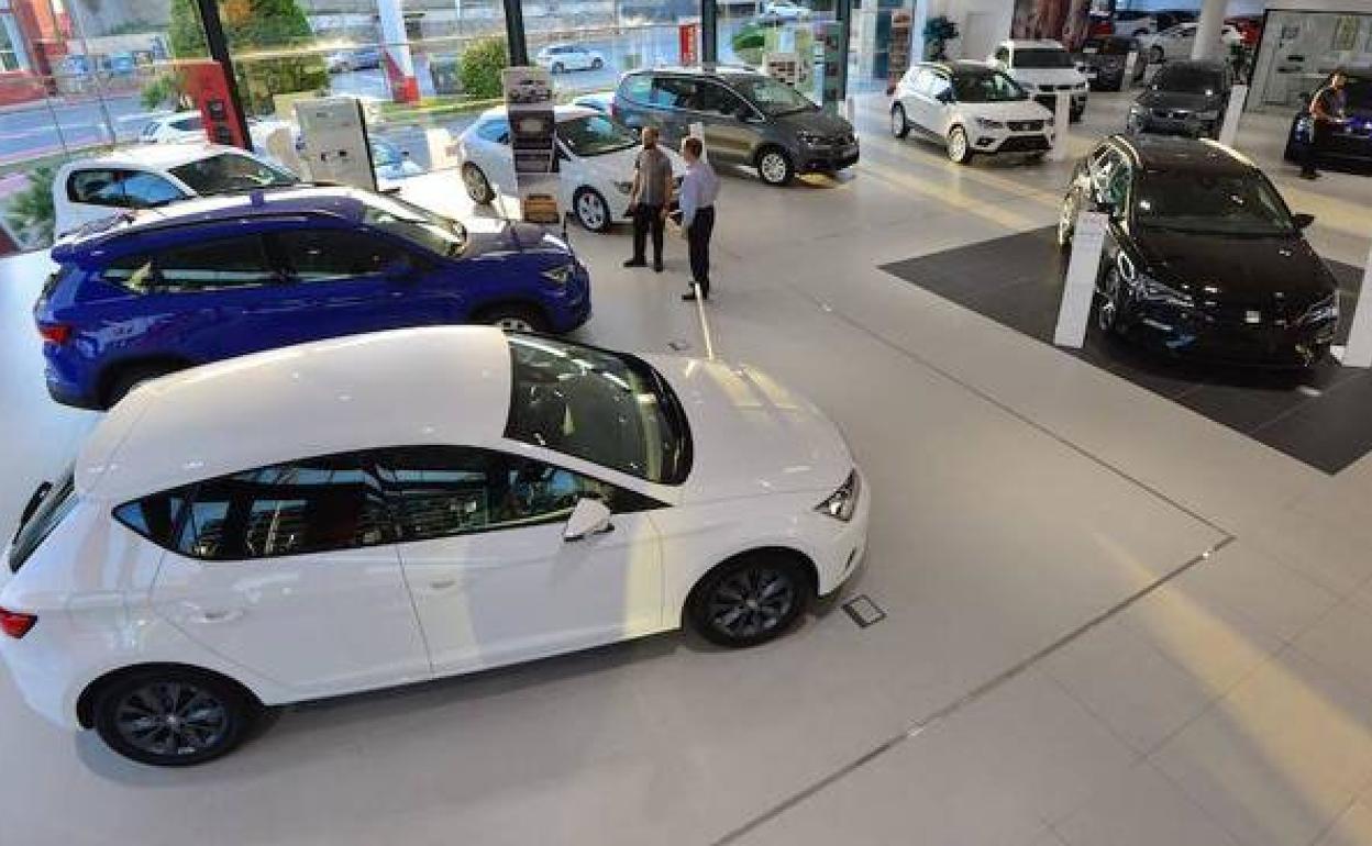 Panorámica del expositor de coches de un concesionario.