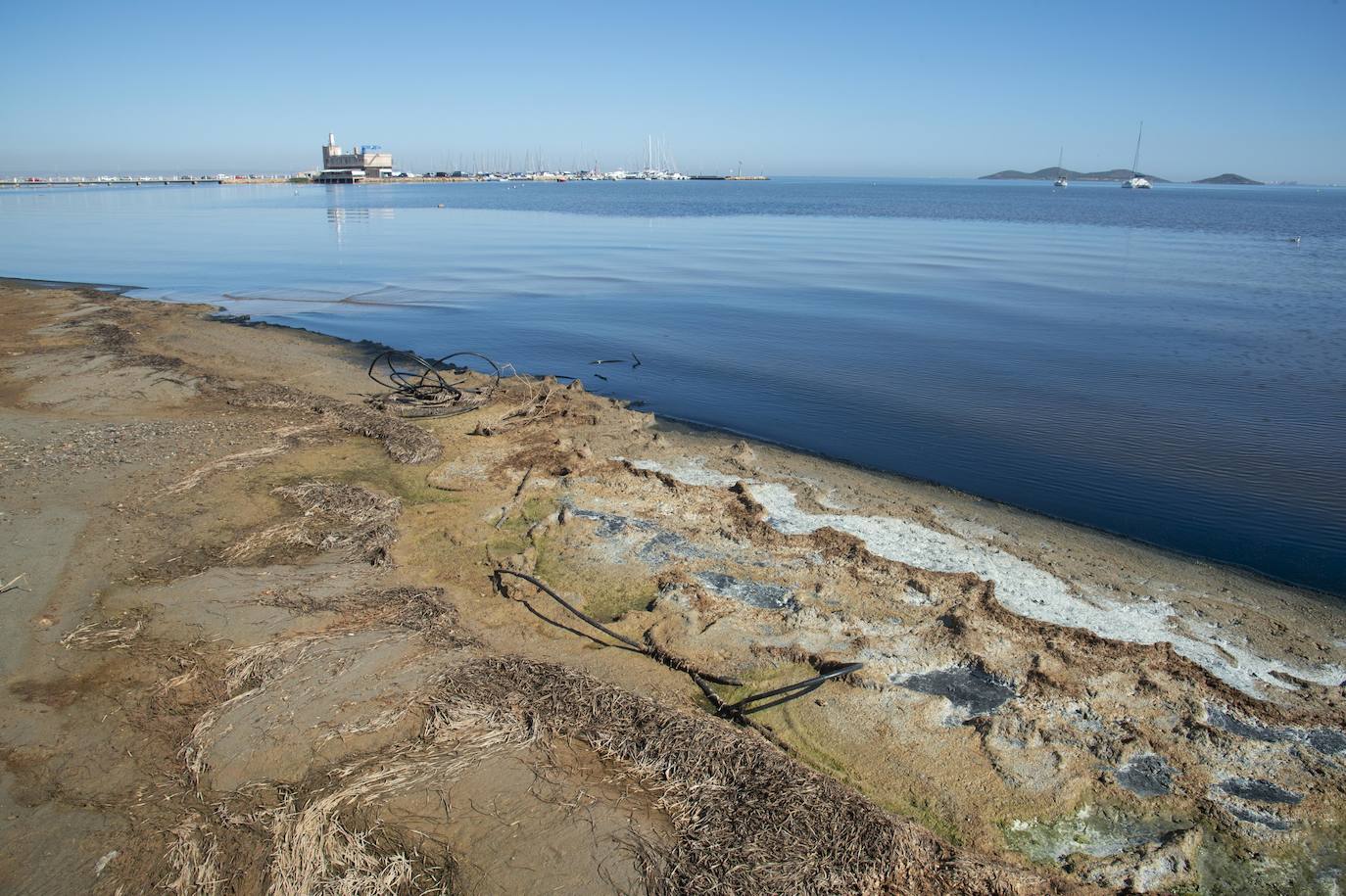 La arena se llena de aguas rojas, lixiviados ácidos con metales pesados que también han dejado un rastro de contaminación junto a Llano del Beal 
