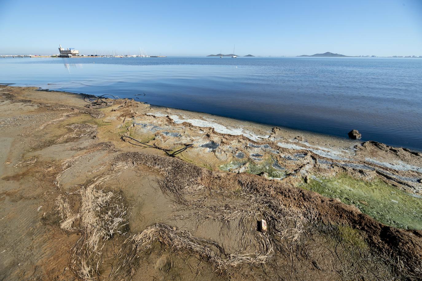 La arena se llena de aguas rojas, lixiviados ácidos con metales pesados que también han dejado un rastro de contaminación junto a Llano del Beal 