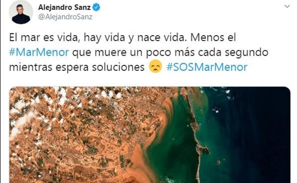 El mensaje publicado por Alejandro Sanz en su cuenta de Twitter.