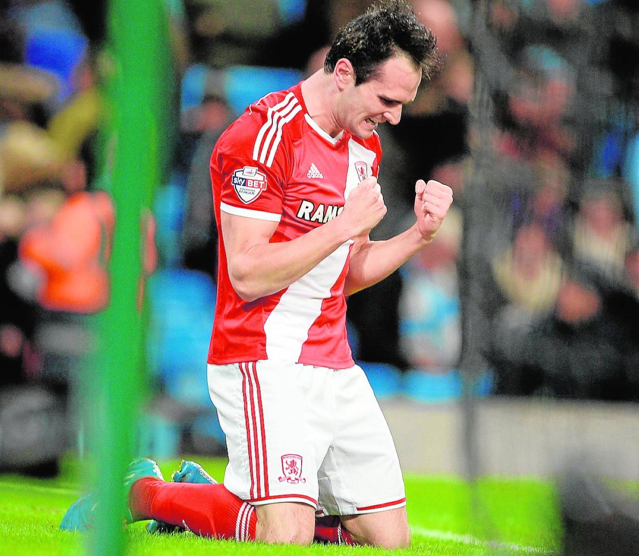 Kike García celebra un gol del Middlesbrough, en 2015. 