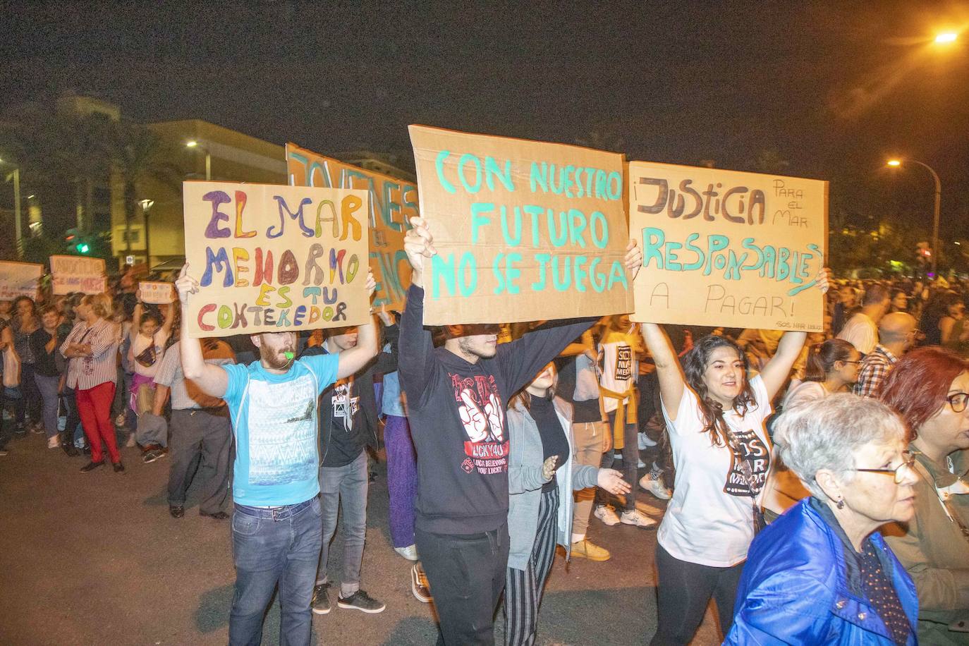 Los manifestantes que este miércoles pidieron medidas para salvar al Mar Menor derrocharon ingenio y creativiad en sus carteles y pancartas.