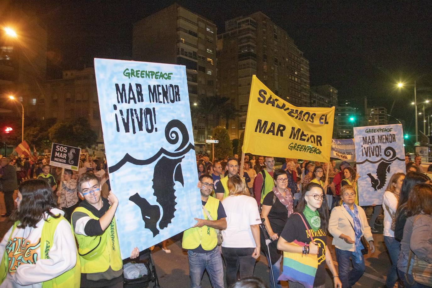 Los manifestantes que este miércoles pidieron medidas para salvar al Mar Menor derrocharon ingenio y creativiad en sus carteles y pancartas.