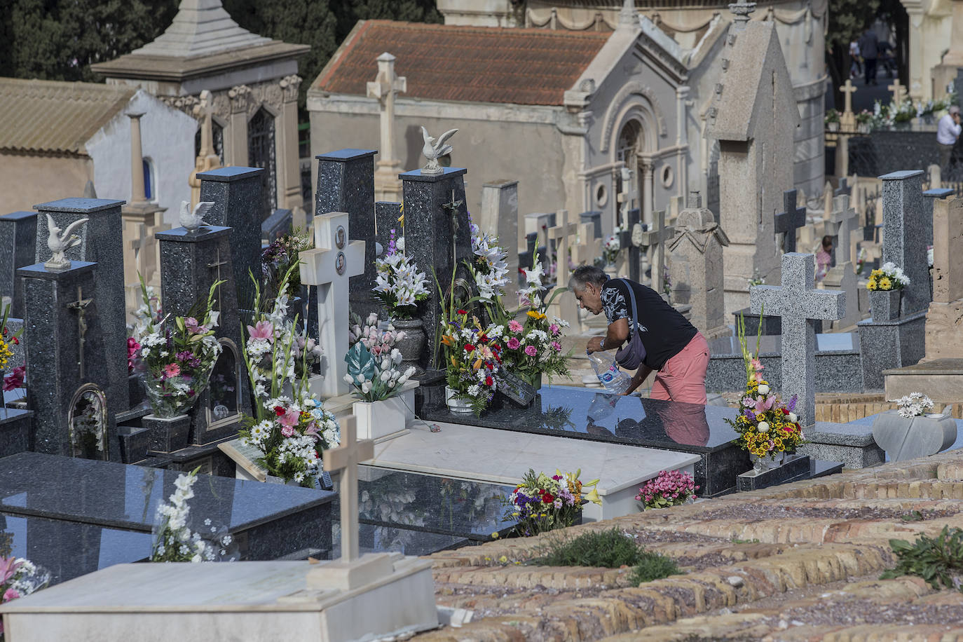 La afluencia de público a los grandes camposantos del municipio fue grande pero escalonada.