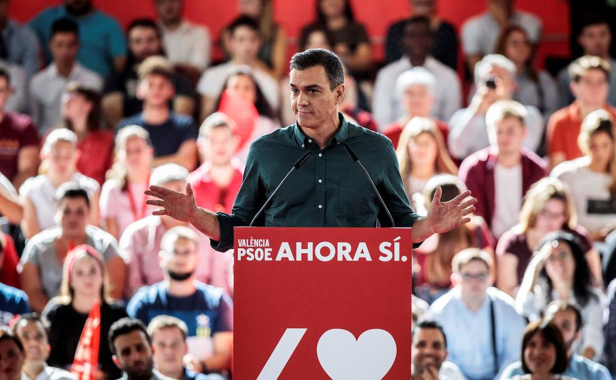 Pedro Sánchez, durante un mitin. 