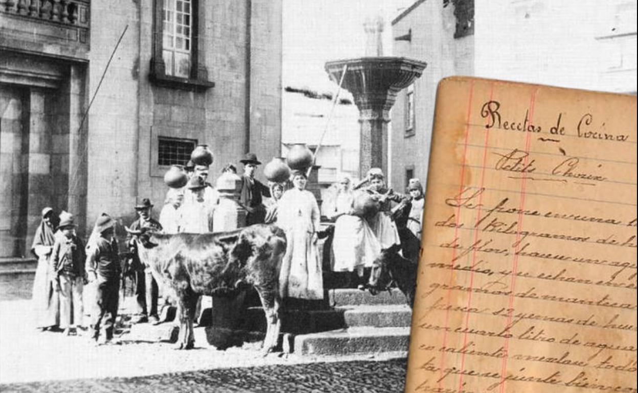 Campesinos en Las Palmas de Gran Canaria (Memoria Digital de Canarias), y recetario manuscrito