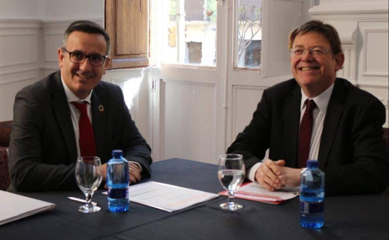 Diego Conesa y Ximo Puig, este lunes, durante su reunión.