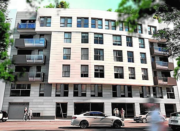 Aspecto previsto para el Edificio Puente Nuevo en Murcia, diseñado según los estándares Passivhaus. 