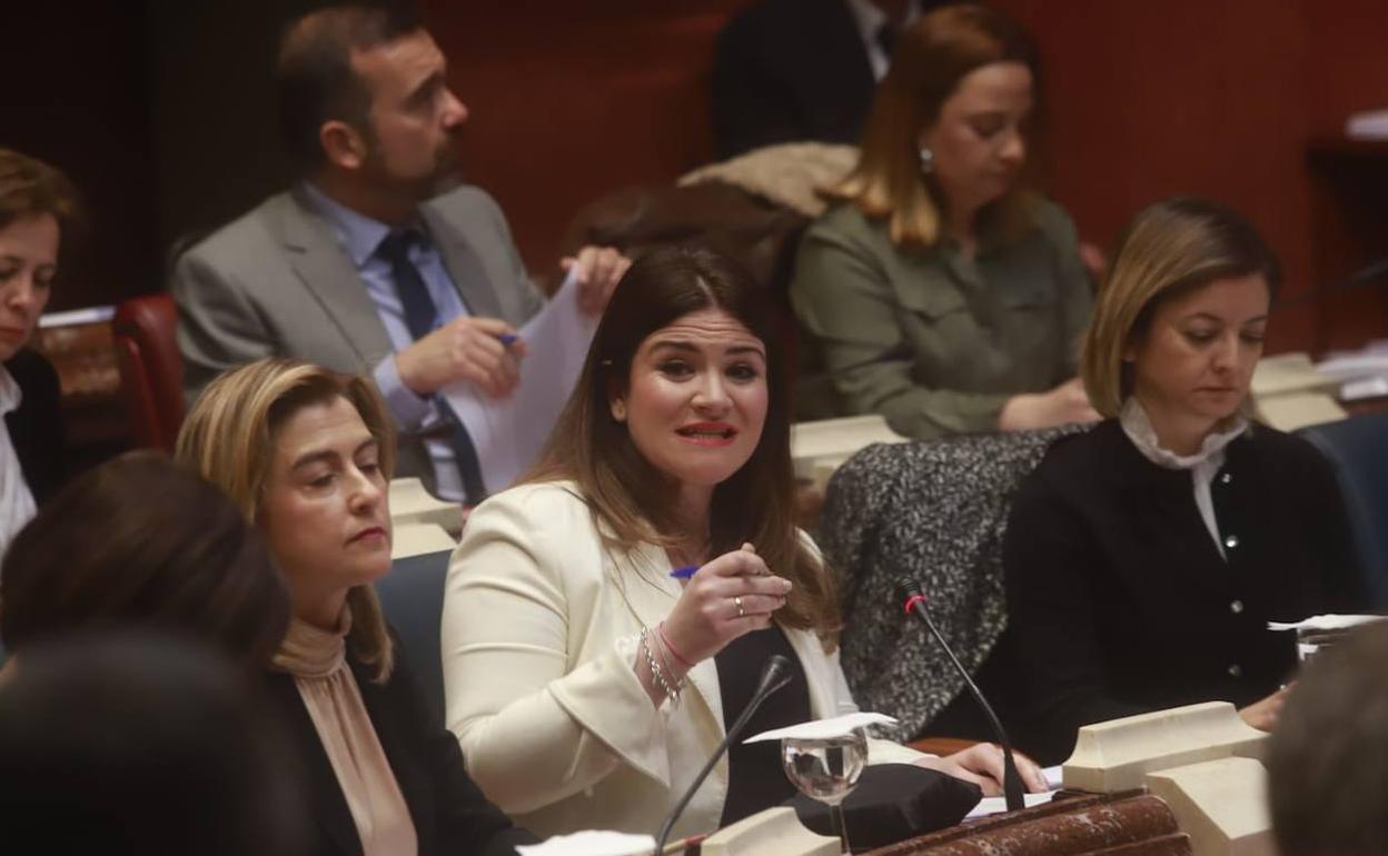 Esperanza Moreno en la Asamblea Regional, este martes.