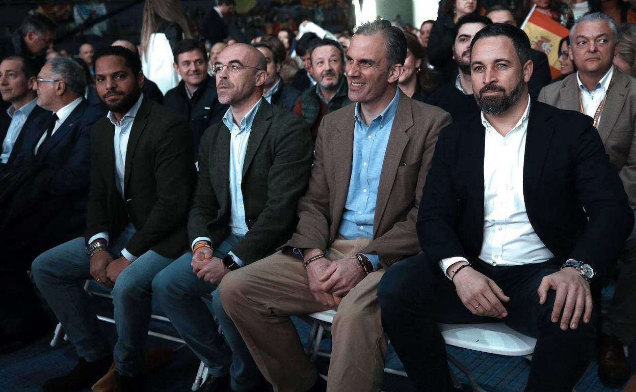 Ortega Smith y Abascal, en el mitin de Vox el pasado domingo.