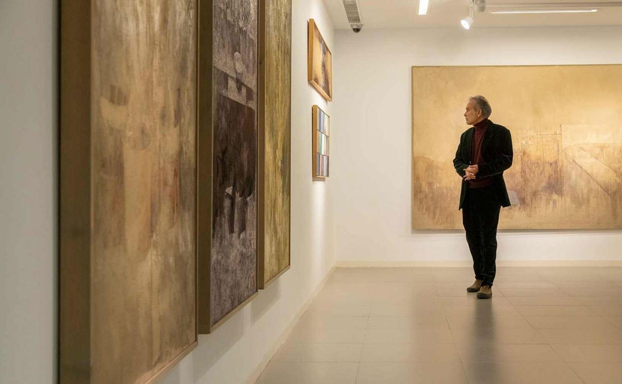 Pedro Cano contempla las obras del museo.